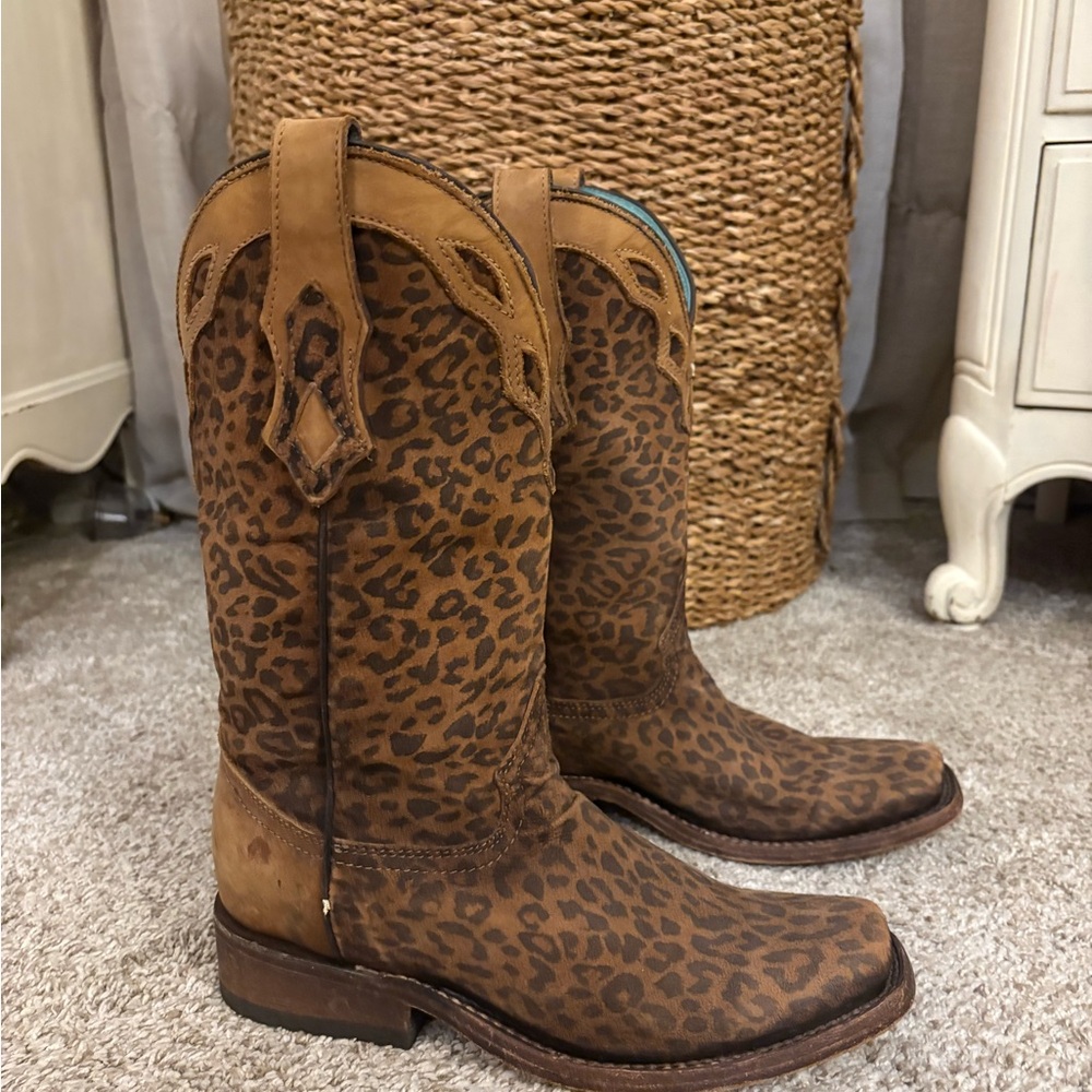 Corral Leopard Brown and Tan Cowboy Boots - Picture 2 of 6